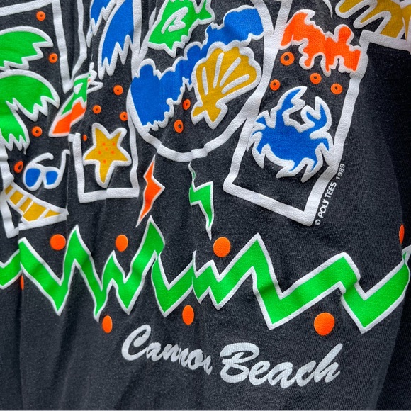 "Hot" S Vintage Tank Top Cannon Beach Florida Hawaii Poly Tees 1989 80's 90's - Picture 2 of 6